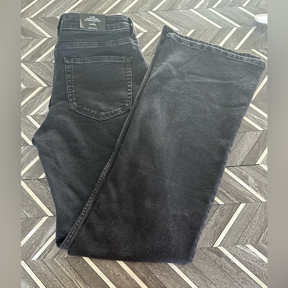 H&M Divided Black flare high waisted jeans size 10